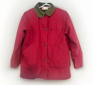 Vintage L.L.Bean Jacket Womens Petite Medium Red Field Coat Primaloft Lined 90s